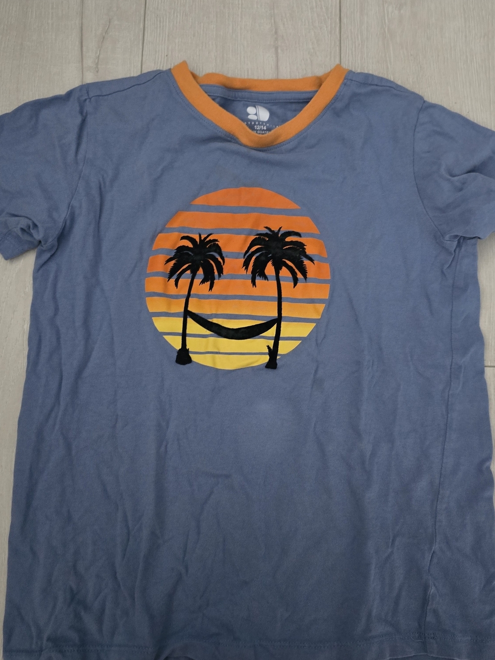 Dot Dot Smile Blue Tee with Orange Trim